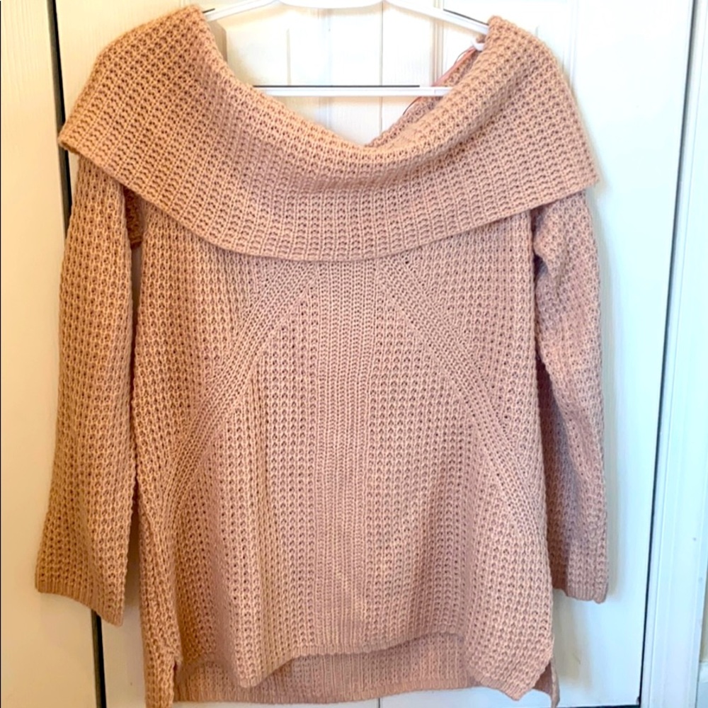 Charlotte Russe light pink off shoulder sweater